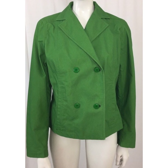 Liz Claiborne Green Double Breasted Jacket 10 - Picture 1 of 5